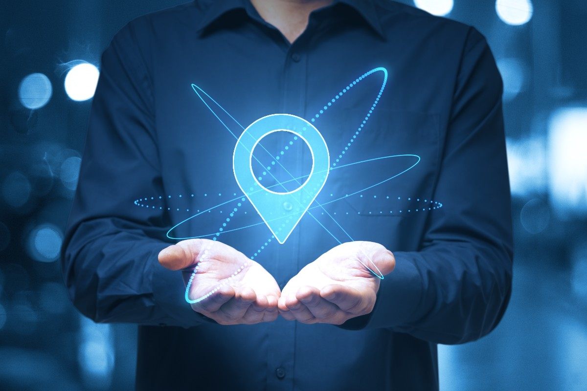 man holding location symbol