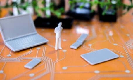 dummy standing between devices